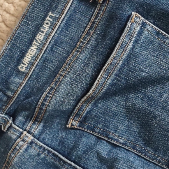 Current/Elliott Size 25 Joey High Rise Straight Destroyed Knee Modal Blend Jeans - Picture 10 of 12